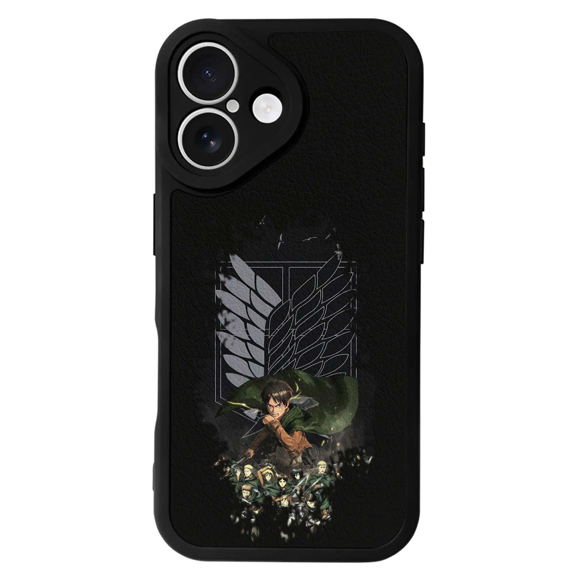 進撃の巨人 グッズ エレン・イェーガー - IPhone 16シリーズ対応 ・ シリコンスマホケース ・ レザー調 ・ 高精度フィット ・ 耐衝撃 ・ ワイヤレス充電対応 ・ 精密カット